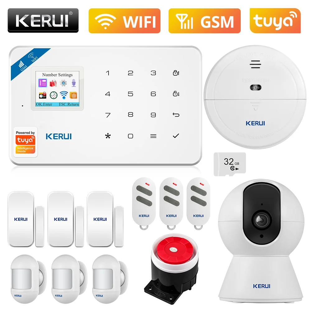 

KERUI W181 WIFI GSM Home Security Tuya Smart Alarm System APP Control Wireless Door Sensor PIR Motion Detector Burglar Alarm Kit