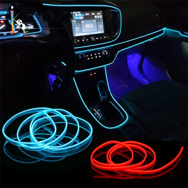 5M/4M/3M/2M/1M oświetlenie wnętrza samochodu dekoracja z pasków LED elastyczne światła neonowe lampa nastrojowa samochodu 12V uniwersalne automatyczne światło otoczenia