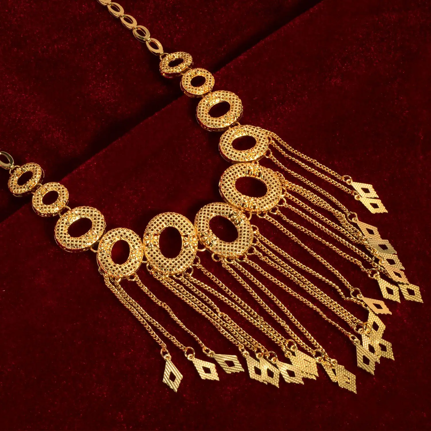 9999 gold tassel necklace earrings bracelet ring jewelry set bridal bracelet wedding vintage