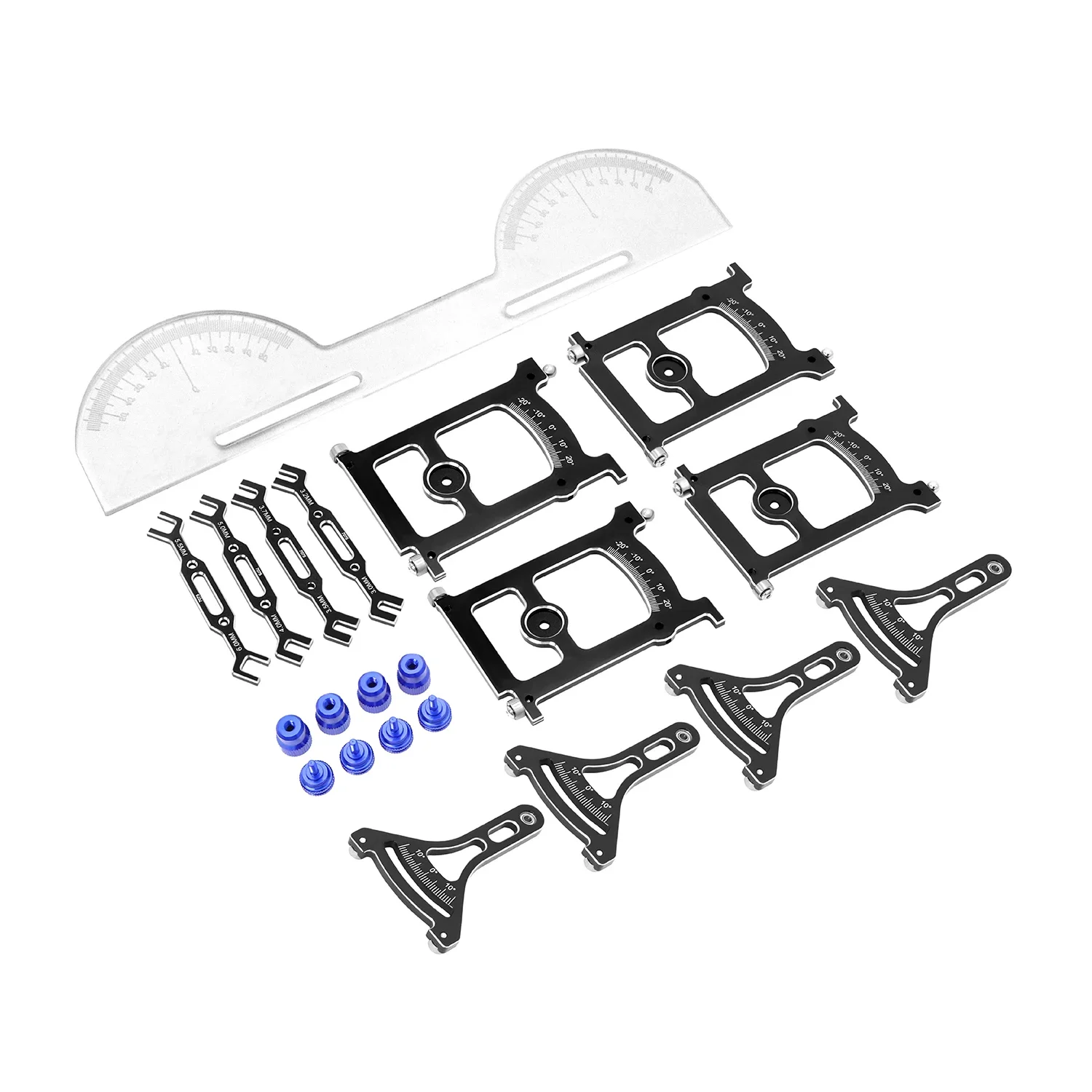 Aluminium-Chassis-Setup-System, Messwerkzeug-Set mit Linealschlüssel für 1/10 On ROAD Axial SCX10 Capra TRX4 Yikong Upgrade