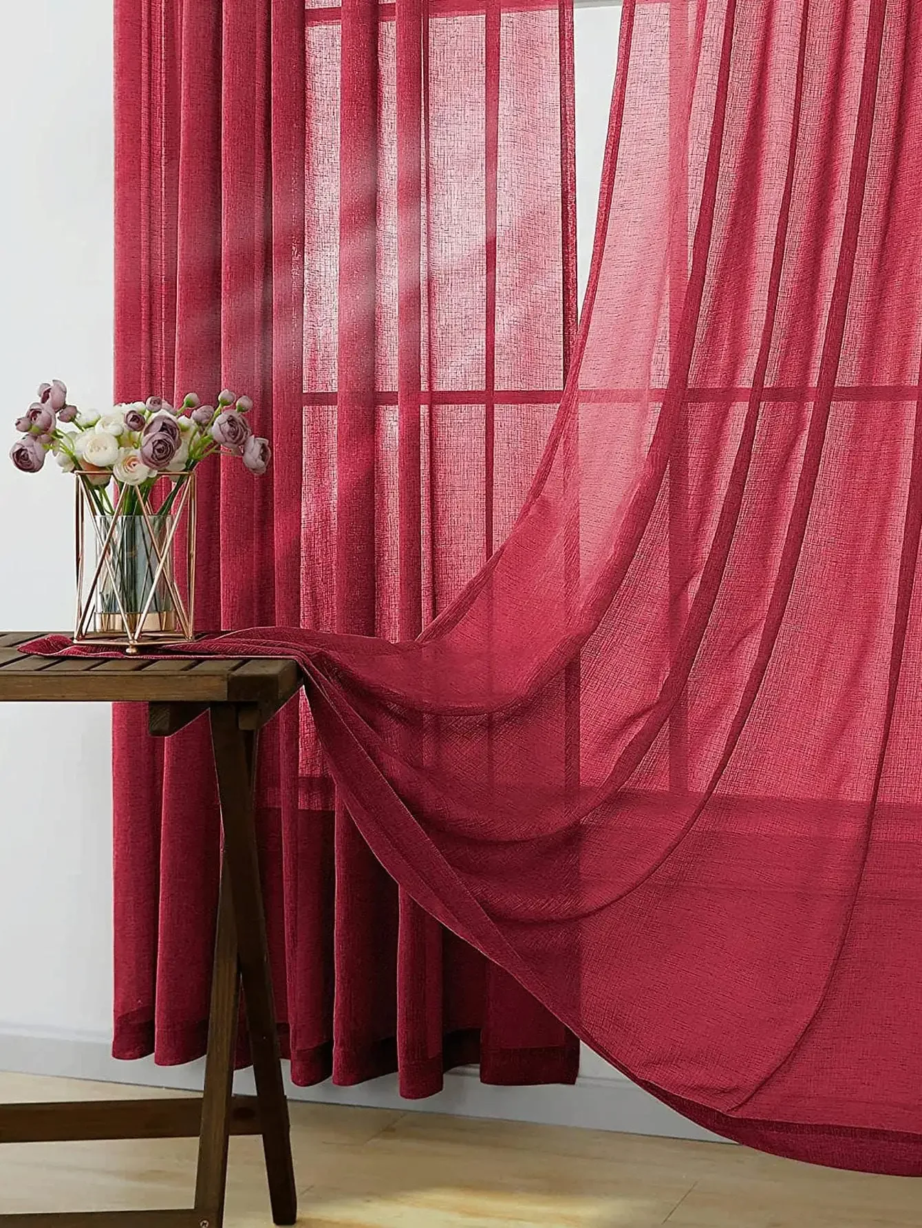Red Light Luxury Gauze Curtain 1PC Curtains for Living Room  Curtains for Bedroom