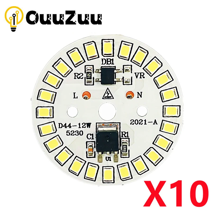 10pcs LED Chip 3W 5W 7W 9W 12W 15W No Need Driver AC 220V-240V SMD 2835 Cold Warm White Round Lamp Beads for Bulb Spotlight