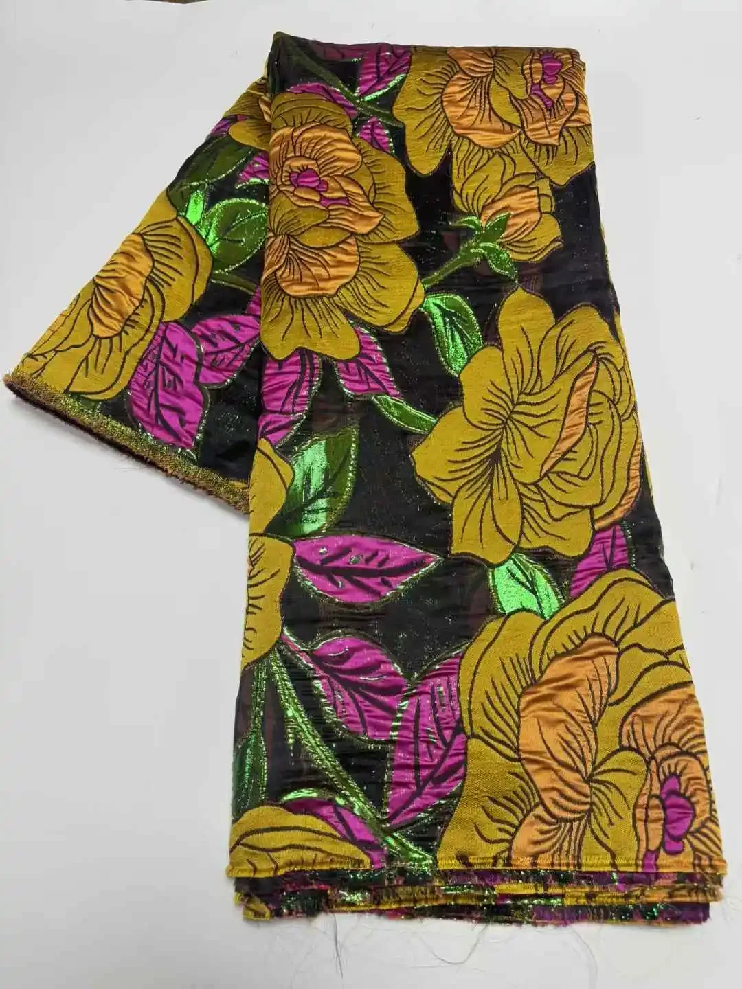

Nigerian Brocade 2025 Damask African Luxury Brocade with Flower Patterns African Gild Lace Fabric for Wedding Party Dreses SZ647