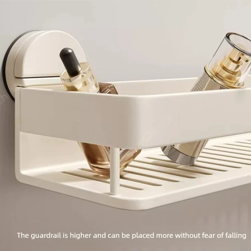 No-Drill Wall Mounted Bathroom Shelf, Detachable Suction Cup Shower Caddy, Adhesive Hanging Drain Rack for Toiletries 3