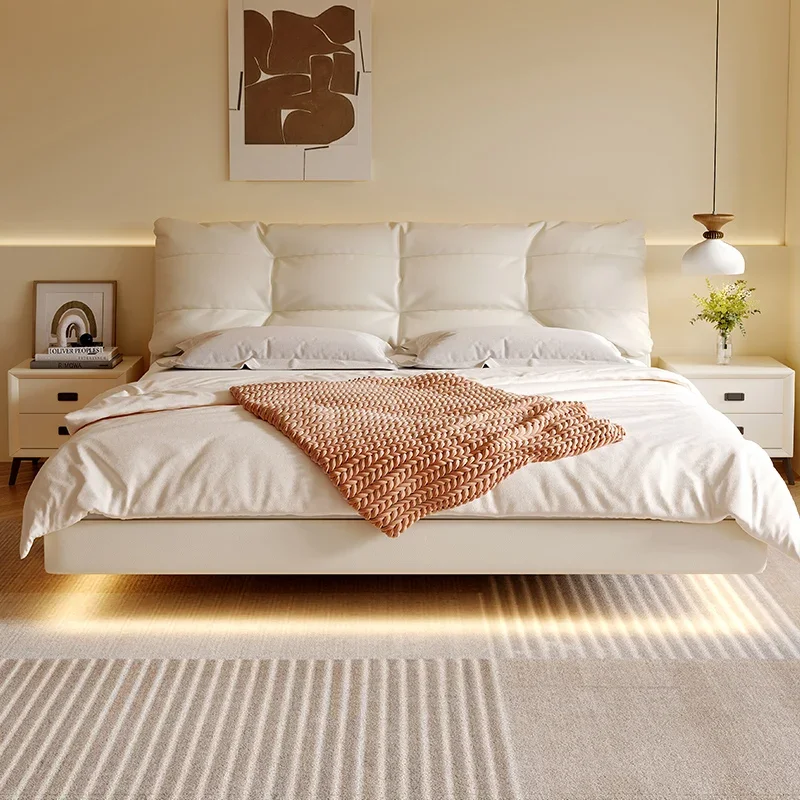 

Princess Modern Nordic Double Bed Frame White Elegant Adults Loft Bed Light Luxury Camas De Dormitorio Bedroom Set Furniture