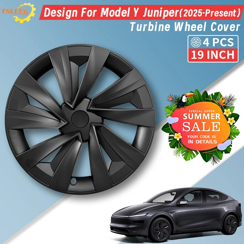 4 pièces pour le nouveau modèle Y 2025-2026 Juniper 19 pouces, enjoliveur de roue de style turbine, accessoires de couvre-jante, enjoliveur de roue automobile pour Tesla