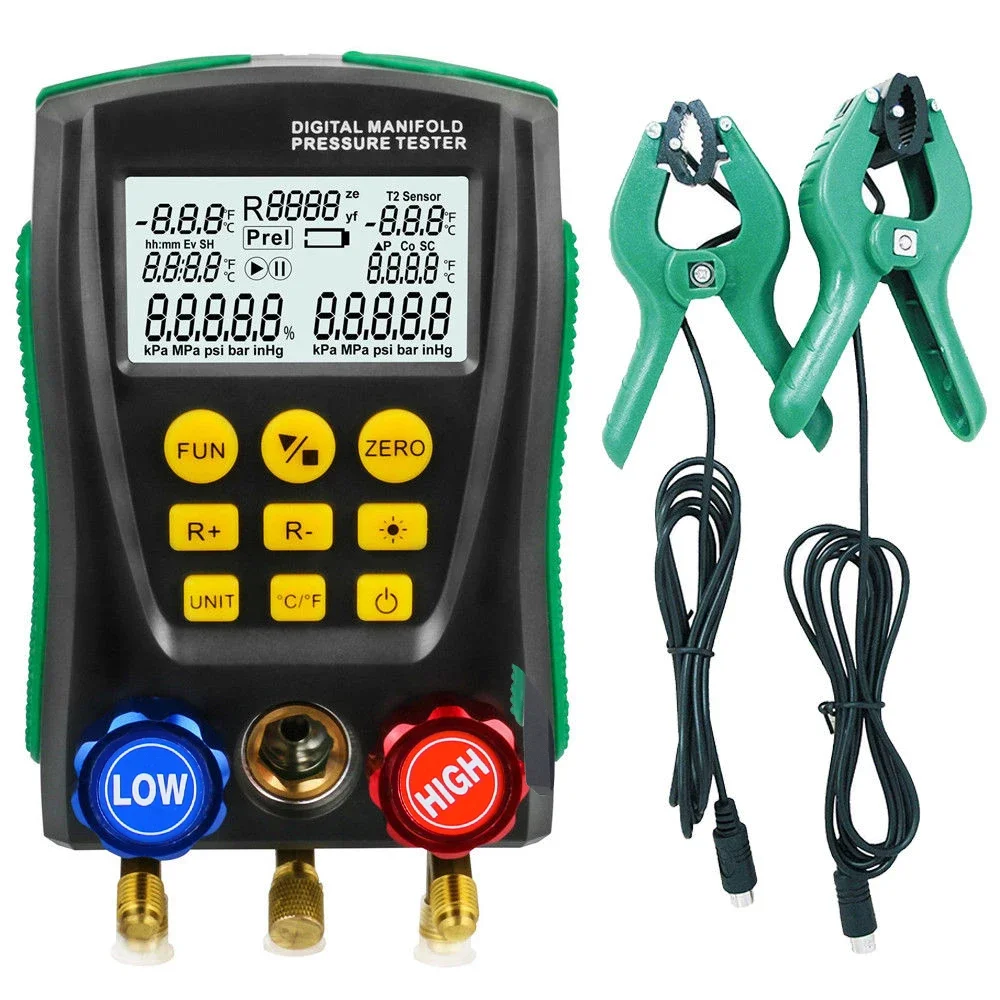 

DY517A Pressure Gauge Refrigeration Digital Vacuum Pressure Manifold Tester Meter HVAC Temperature Tester Valve Tool Kit