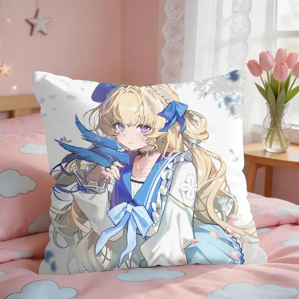 Phoebe Cute Wuthering Waves Cushion Cover Square Short Plush Pillow Case Living Room Sofa Home Decor Funda 40X40