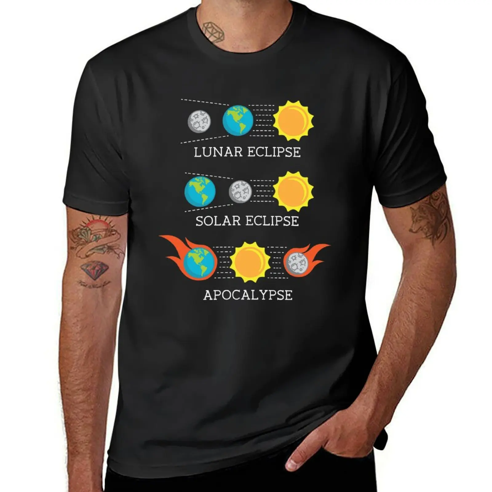 Solar Eclipse Lunar Eclipse Apocalypse Funny Joke T-Shirt cute tops sublime mens vintage t shirts