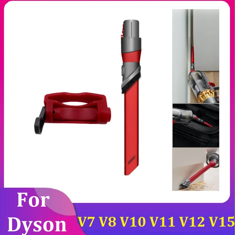 Herramienta de boquilla de cepillo de limpieza de hendiduras 2 en 1 para Dyson V7, V8, V10, V11, V12, V15, reemplazo a presión de bloqueo de interruptor