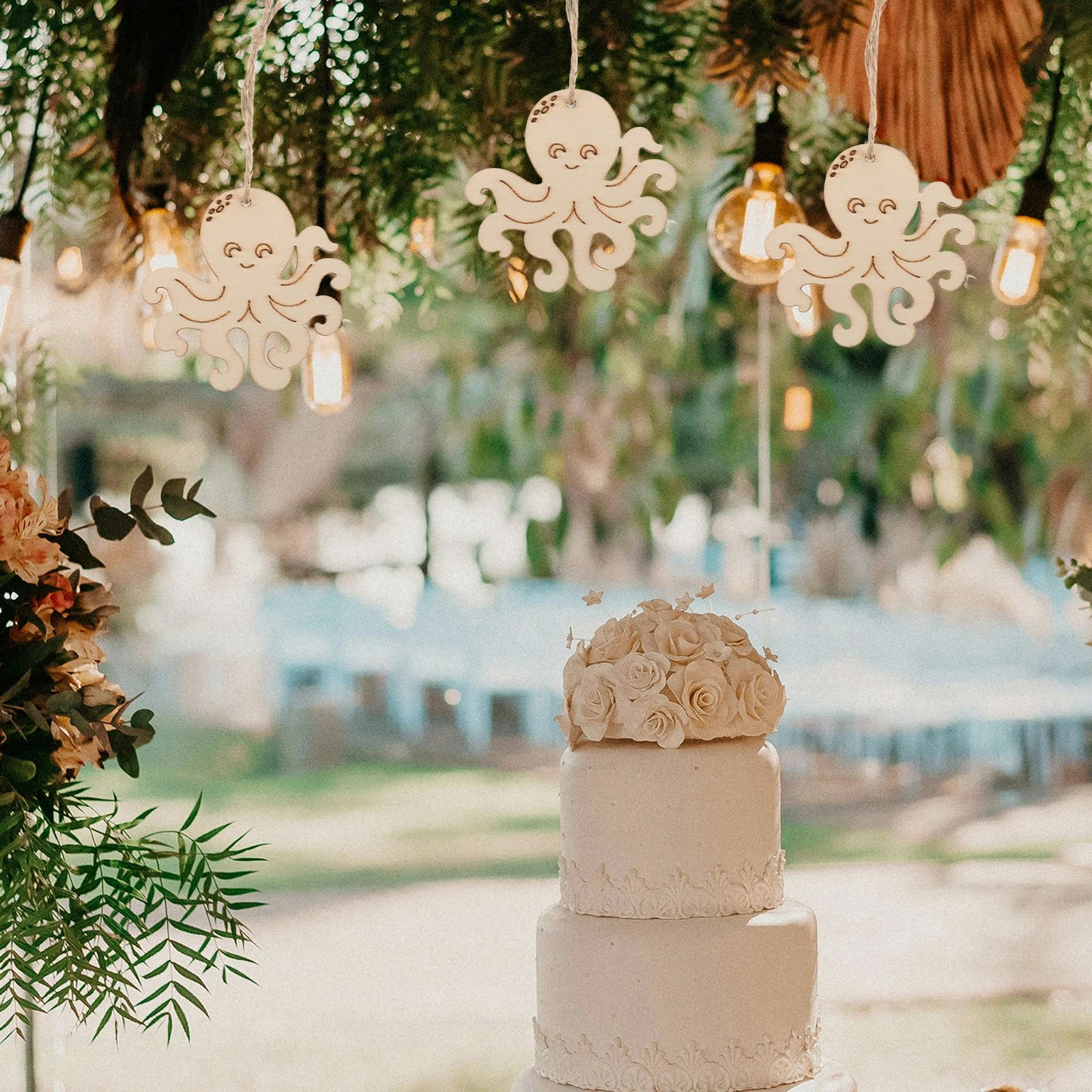 

10 шт. деревянные вырезы в виде осьминога, неокрашенные поделки с морскими животными, украшения для вечеринок своими руками, деревенские ломтики дерева, отделка ручной работы