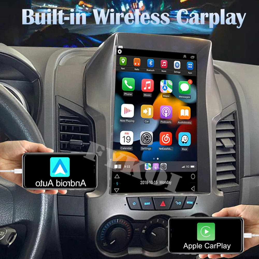 Android 14 Car Radio For Ford Ranger F250 2011-2016 Automotive Multimedia Tesla Style Carplay Auto Bluetooth 4G GPS Navigation