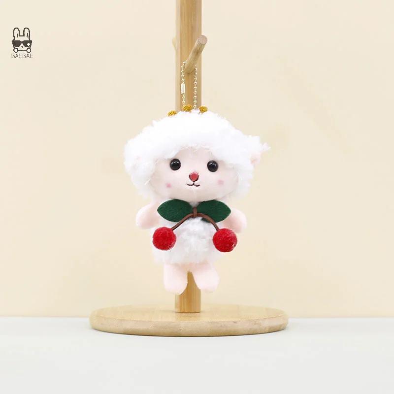 Cute Cherry Lamb Doll Keychains For Bag Pendant Cute Small Sheep Plush Keychain Funny Lamb Plush Toy Pendant Keyring