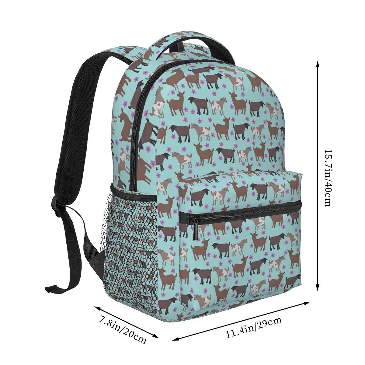 Goats N' Flowers Backpacks Boys Girls Bookbag Students School Bags Cartoon Laptop Rucksack Shoulder Bag Large Capacity