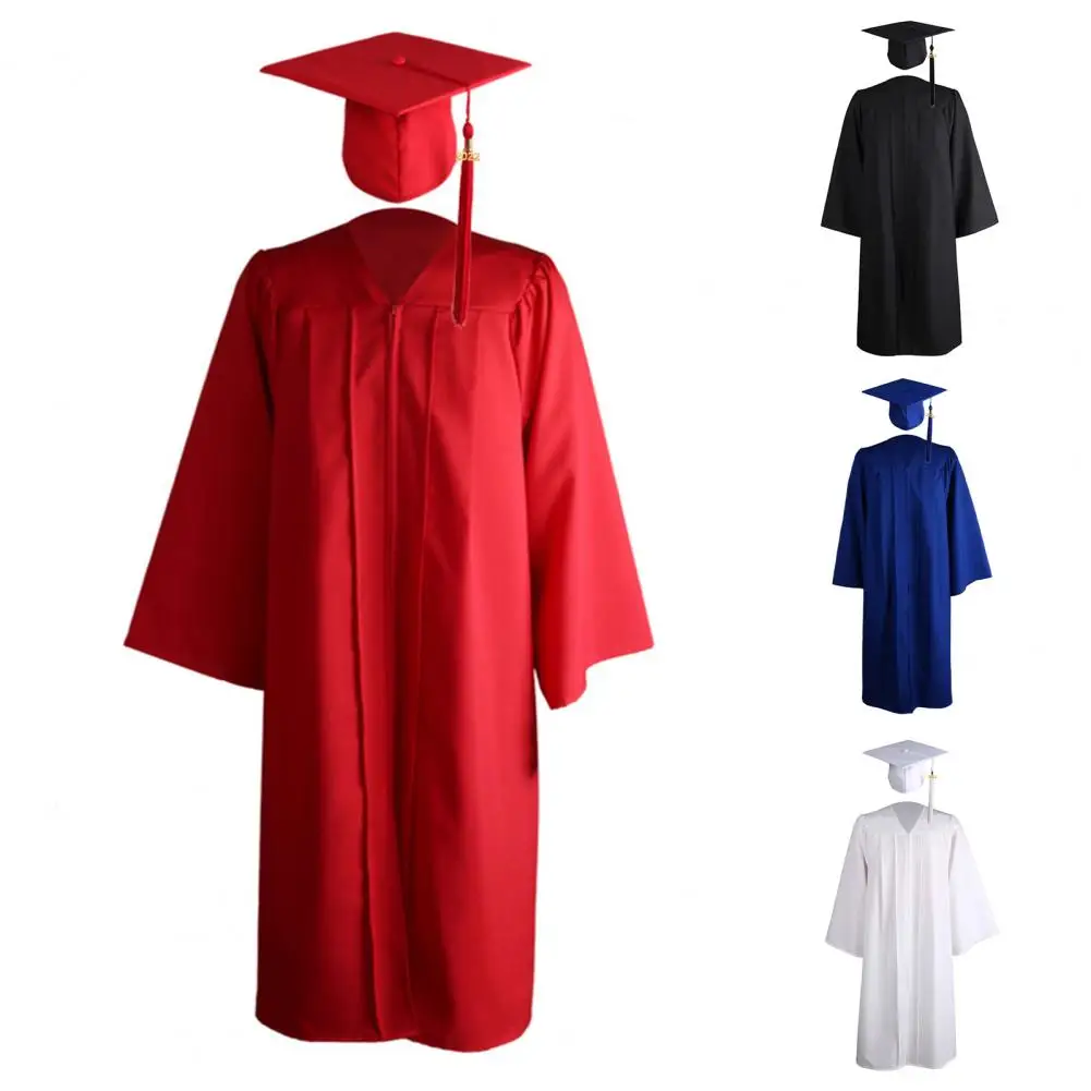 University Graduation 2020 Adult Zip Closure Academic Gown Robe Mortarboard Cap Loose graduation gown meet needs of most people