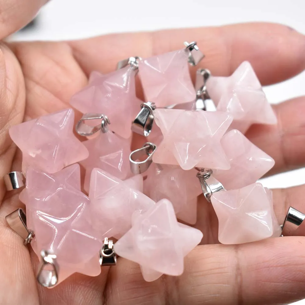 Pierre naturelle pour la fabrication de bijoux, Améthystes, Roses, Quartz, Melkaba, Hexagram, Pmotcharm, Vente en gros, Nouvelle mode, Lot de 12 pièces, 2022