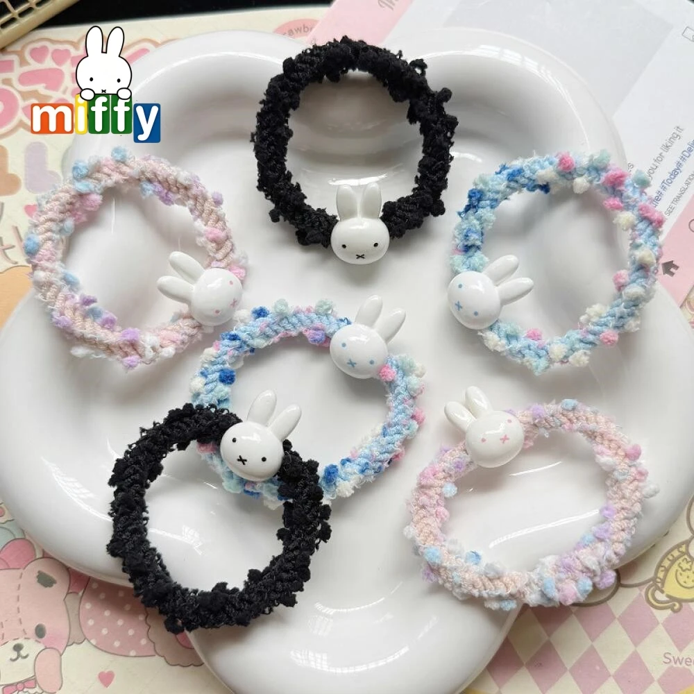 miffy-красочный-круг-мультфильм-милая-высокоэластичная-повязка-для-волос-милая-резинка-для-волос-хвост-резинка-для-волос-простой-аксессуар-для-волос-для-девочек