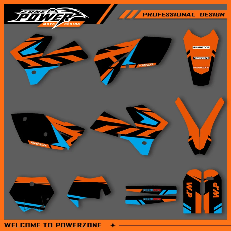 

POWERZONE Motocross Graphics Background Sticker Decal Kit For KTM 2005 2006 SXF 2006 2007 XCF 2006 2007 EXC Customized 06