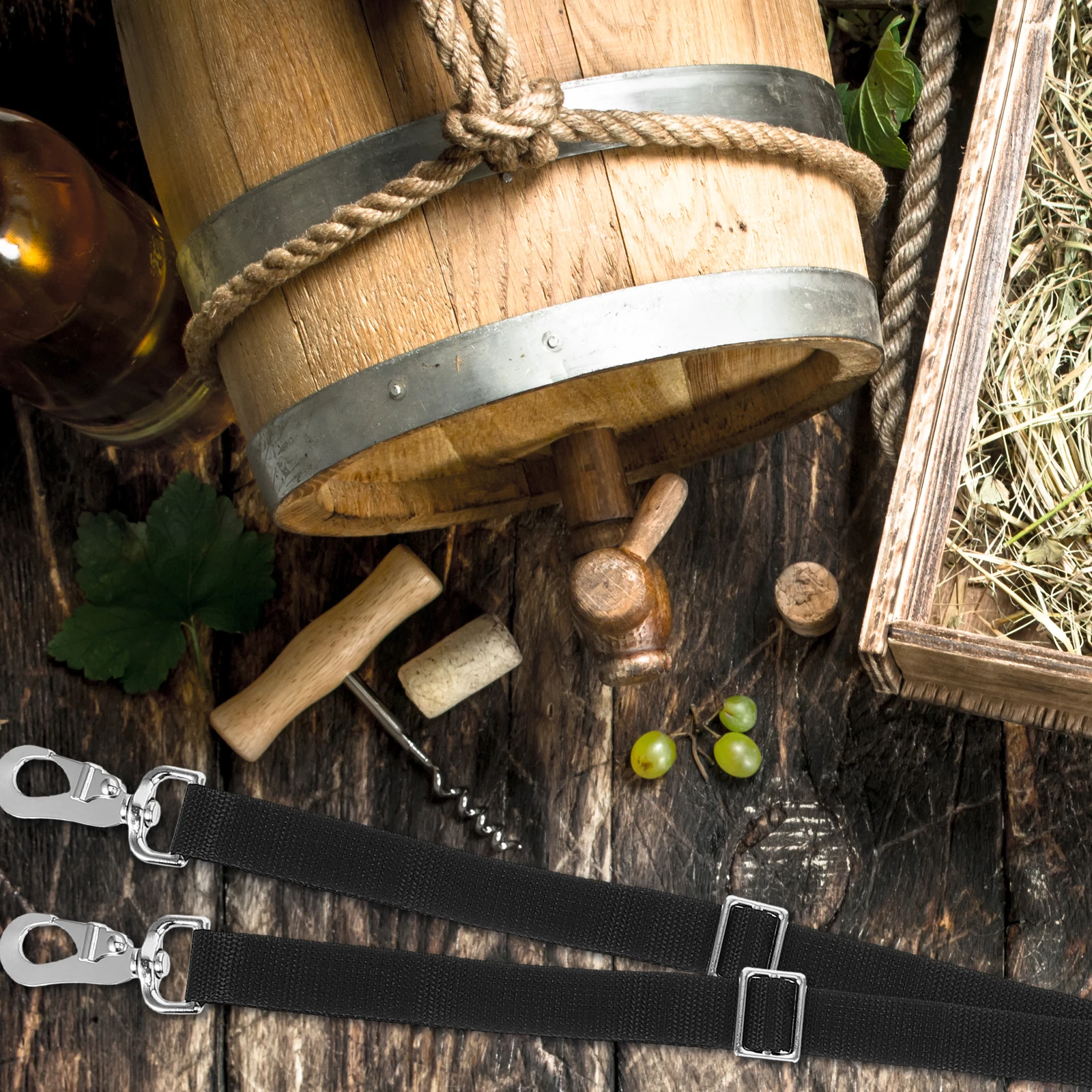 3pcs Adjustable Nylon Belt Bucket Strap Fixed Rope for Outdoor Feeding Durable Stud-farm Supply Hay Net Hanging Rope