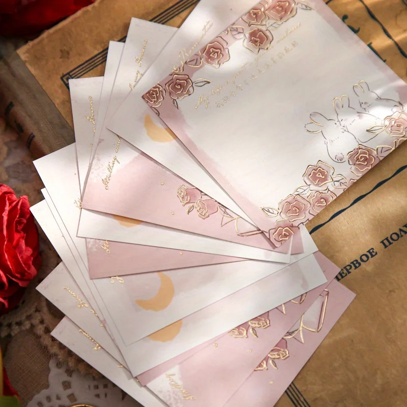 60 Sheets/Pack Vintage Rose Message Sticky Notes - Full Gold Foil Three Enjoyment Decoration