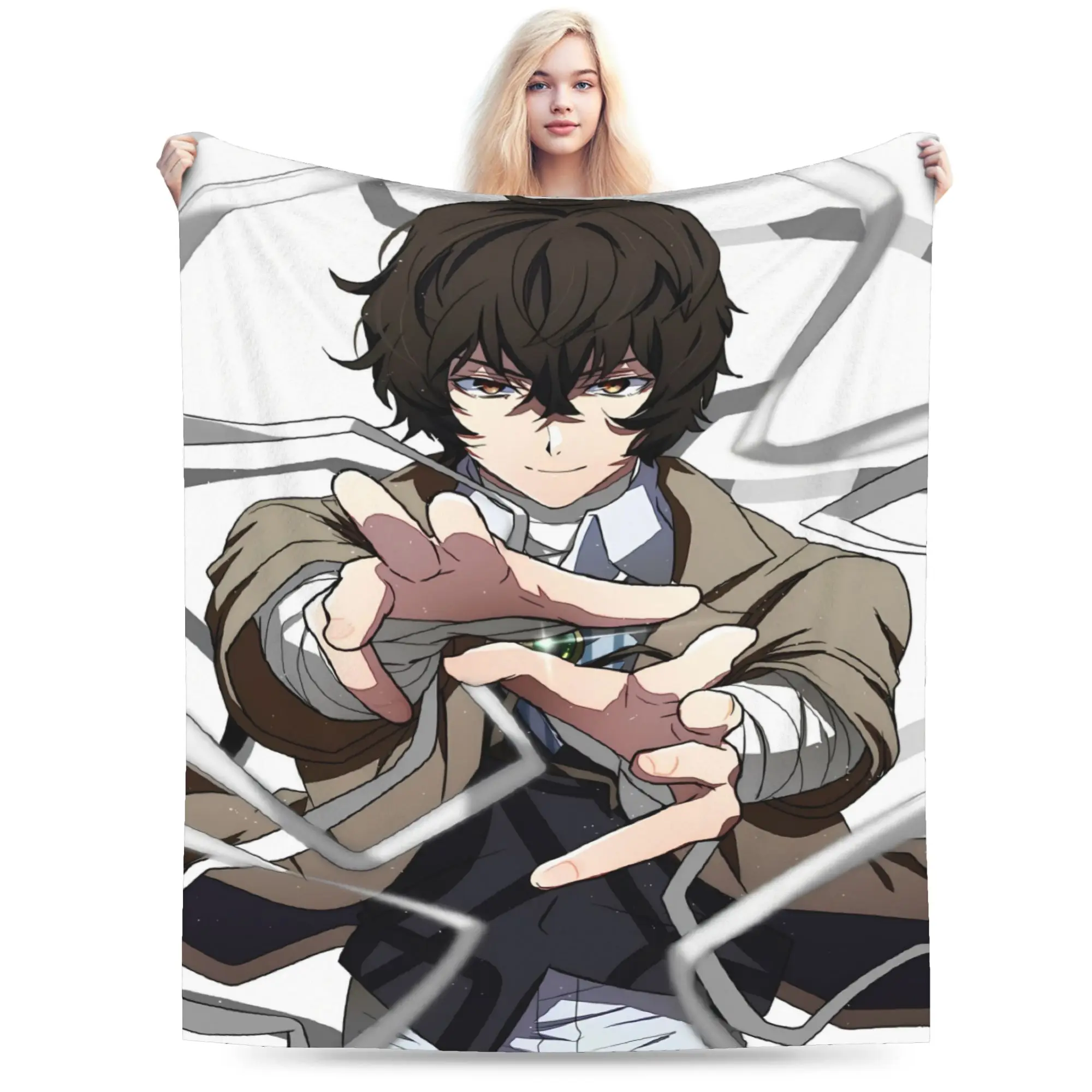 Dazai Bungo Stray Dogs Blanket  Warm Soft Plush Throw Blanket For Couch Chair Sofa Bed Travel Flannel Bedspread Bed Cover