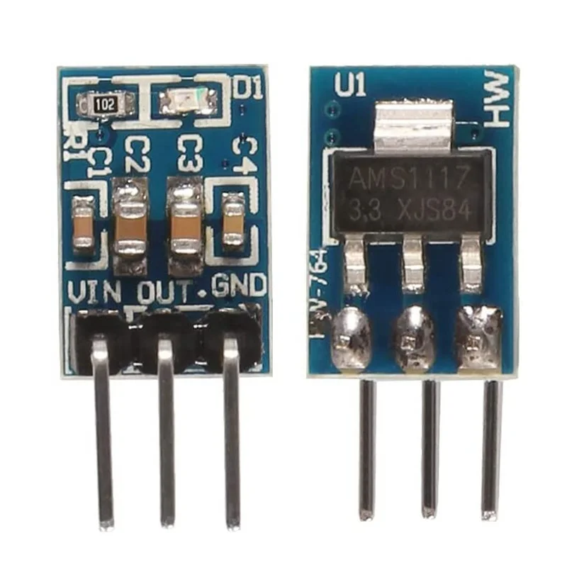 5Pcs 800mA 3 Pins AMS1117-3.3 DC 4.75V-12V to 3.3V Voltage Regulator Step Down Power Supply Buck Module