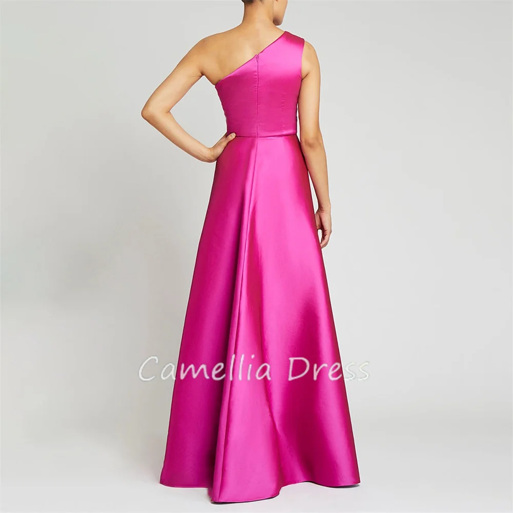 Elegant One Shoulder Mother Of The Bride Dress A Line Sleek Satin Floor Length Formal Dresses Vestidos Mae Da Noiva Casamentos