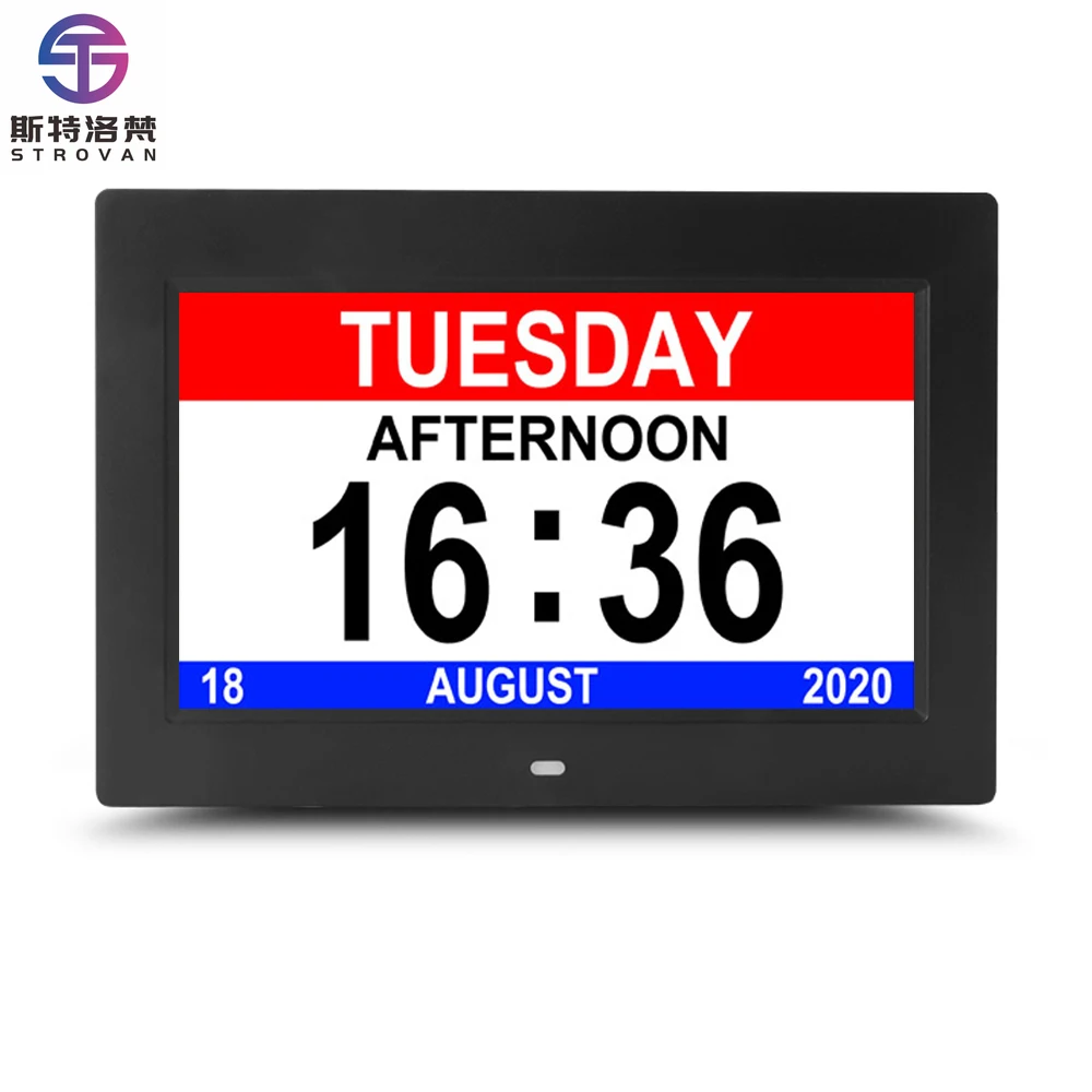 

Extra Large Date Time Clock 10inch Digital Photo Frame Day Calendar Clocks with 12 Alarm for Seniors Elderly Dementia Alzheimer