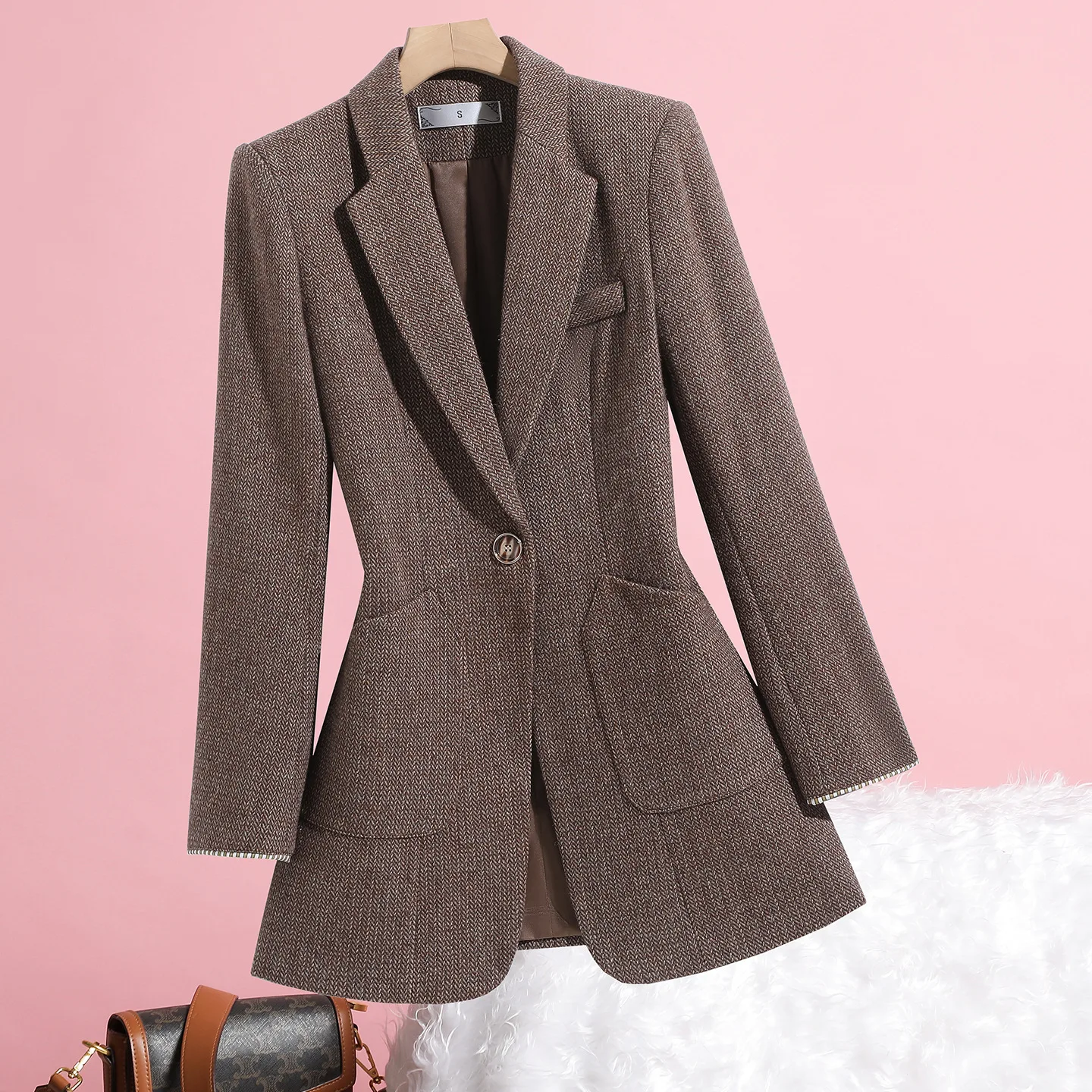 

Women Formal Blazer Autumn Winter Ladies Long Sleeve Single Button Slim Suit Jacket Coat Female Casual Tops Blazers Outerwear