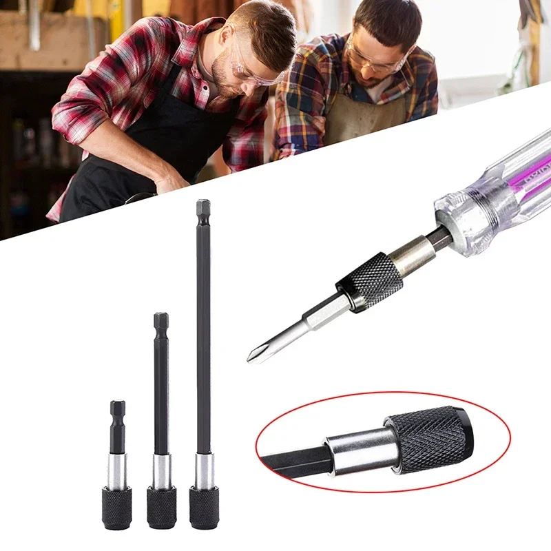 

3Pcs/Set 1/4 Inch Hex Shank 3Pcs Quick Release Screwdriver Magnetic Bit Holder With Adjustable Collar Extension Bar 60/100/150mm