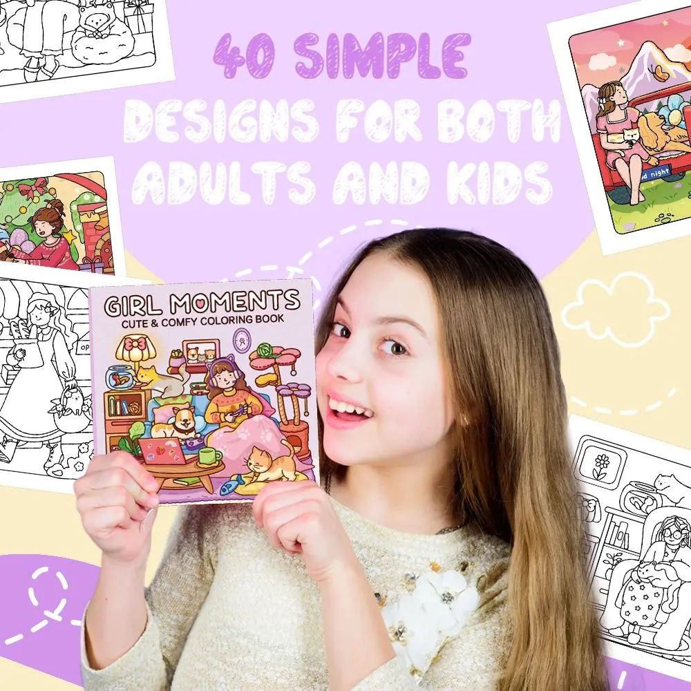 Cartoon Coloring Book GIRL MOMENTS COZY CUTIES Graffiti Painting Book Painting Gift Educational Doodles Book