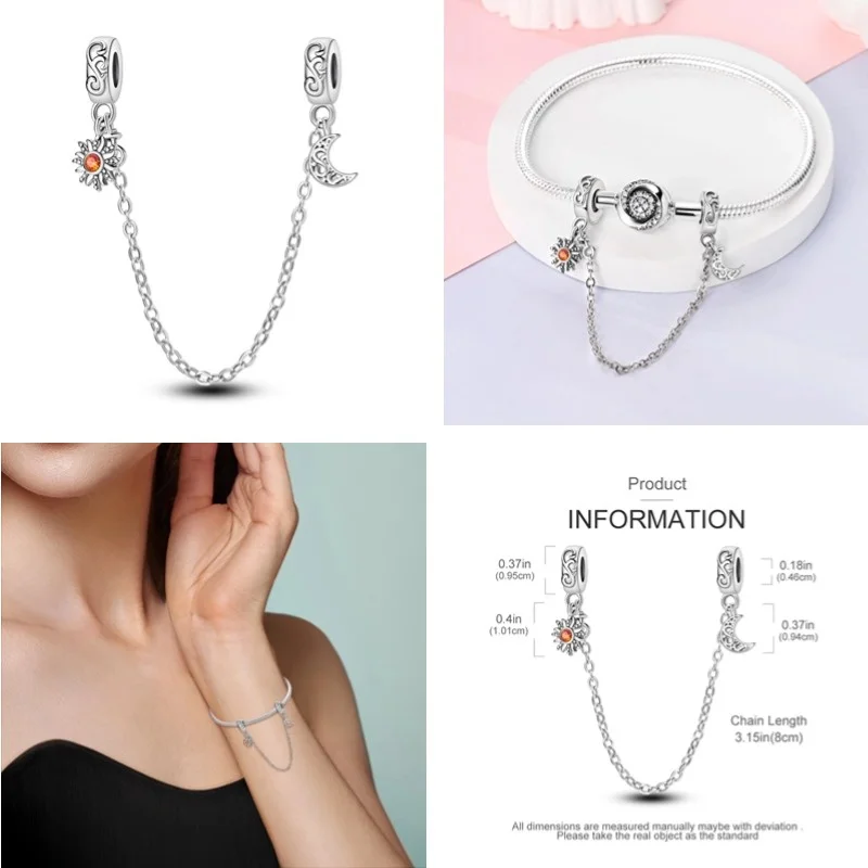 New 925 Silver Valentine\'s Day Collection, Love Spreading Safety Chain Suitable for Original Bracelets, Bracelets, DIY Jewelry