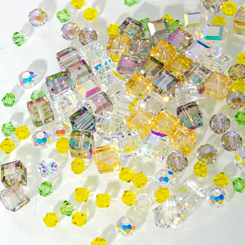 طقم صنع الأساور AB لون زجاجي مكعب الخرز البريق فراشة بلورات الخرز عدة لصنع المجوهرات القلائد DIY الحرف اليدوية #4