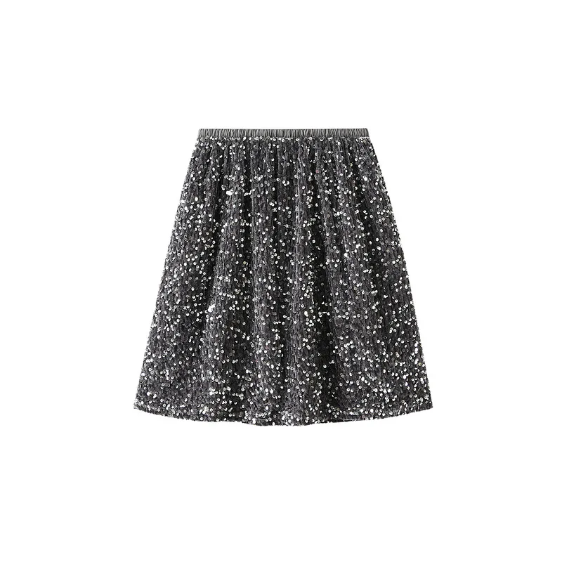 Sexy Micro Skirts  A-line Sheath Hot  Sequined One-Step Skirt High Sense Velvet Anti-Exposure Skirt Women