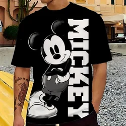 Men's T-Shirt Disney Mickey Mouse Headphones Fashion letters Tee Shirt Short Sleeve Cartoon T Shirt O Neck Clothing Big Size