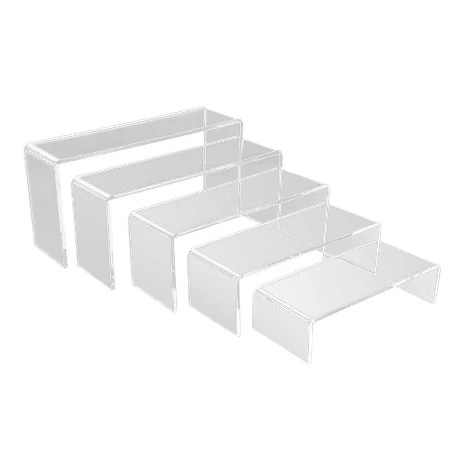 5 Pieces Acrylic Display Risers Rectangular Showcase, Multipurpose Organizer Acrylic Stand Cupcake Stand for Action Figures