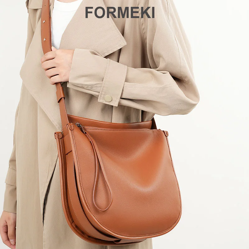 Formeki torba ze skóry naturalnej dla kobiet wysokiej jakości luksusowy Design duża pojemność torba miękka torba Retro typu Crossbody