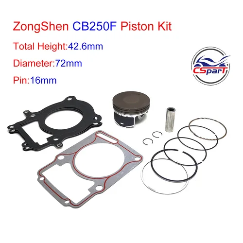 Imagen 1 del producto Kit de anillo de pistón CB250F 72mm 16mm 250 250CC 172FMM ZongShen xmotos apollo KAYO BSE Dirt Pit Bike Parts