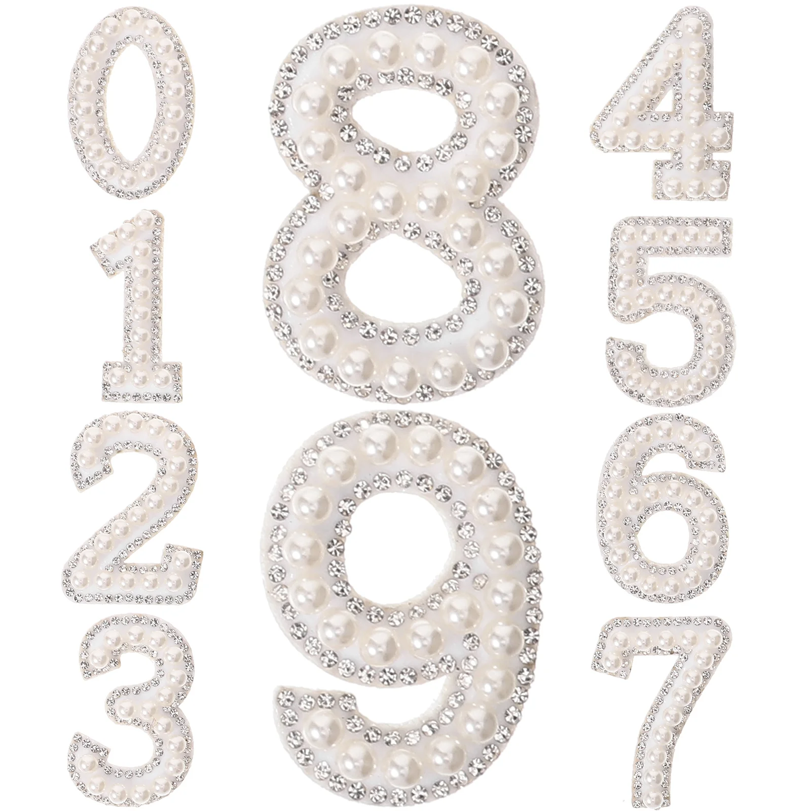 Pearl Number Sticker DIY Decoration Shirts Replaceable Rhinestone Patches Compact Clothes Delicate Coat Iron Numbers Sweaters