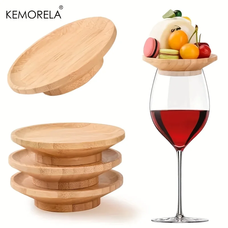 قاعدة تقديم من الخيزران، 4/6 قطع من طبق المقبلات الدائري لفاكهة الجبن والوجبات الخفيفة، صينية طبيعية لاستخدام حفلات الزفاف