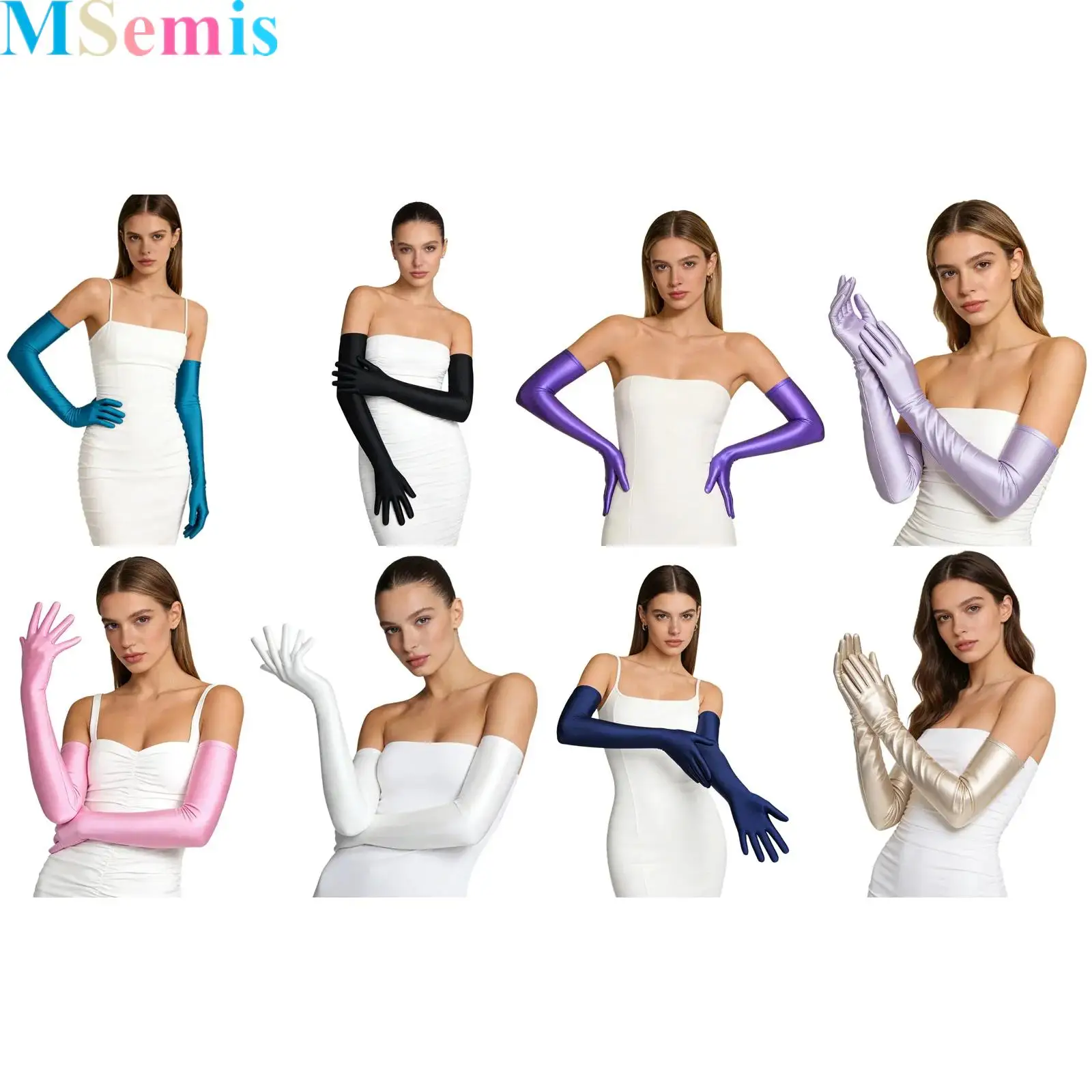 

1 Pair Women Long Nylon Gloves High Stretchy Retro Extra Long Gloves Cosplay Costume Party Clubwear