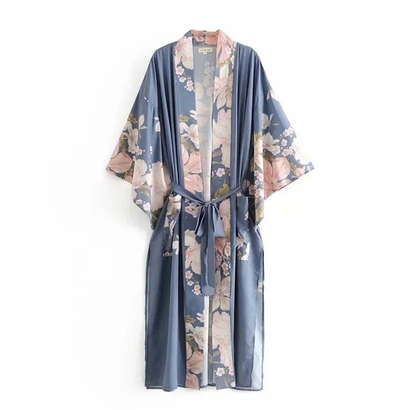 Japanese Kimono Fashion Blouse Women 2020 Floral Printed Yukata Kimono Cardigan Long Sleeve Cardigan Traditional Kimonos Dress