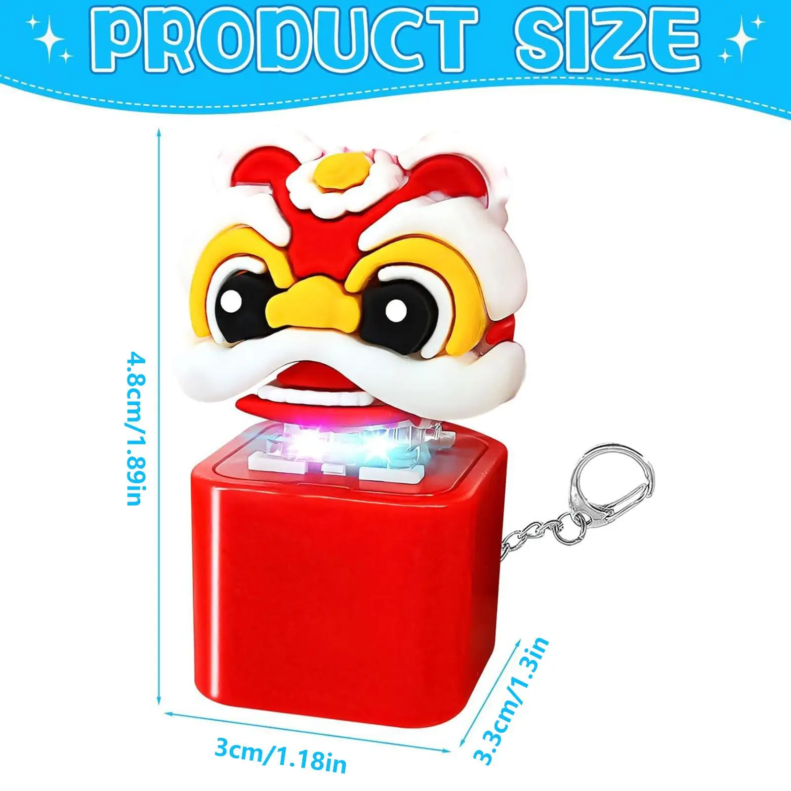 피젯 키체인 사자춤 키링 다채로운 조명이 있는 사자춤 버튼 키체인 어린이용 남아 여아 유치원