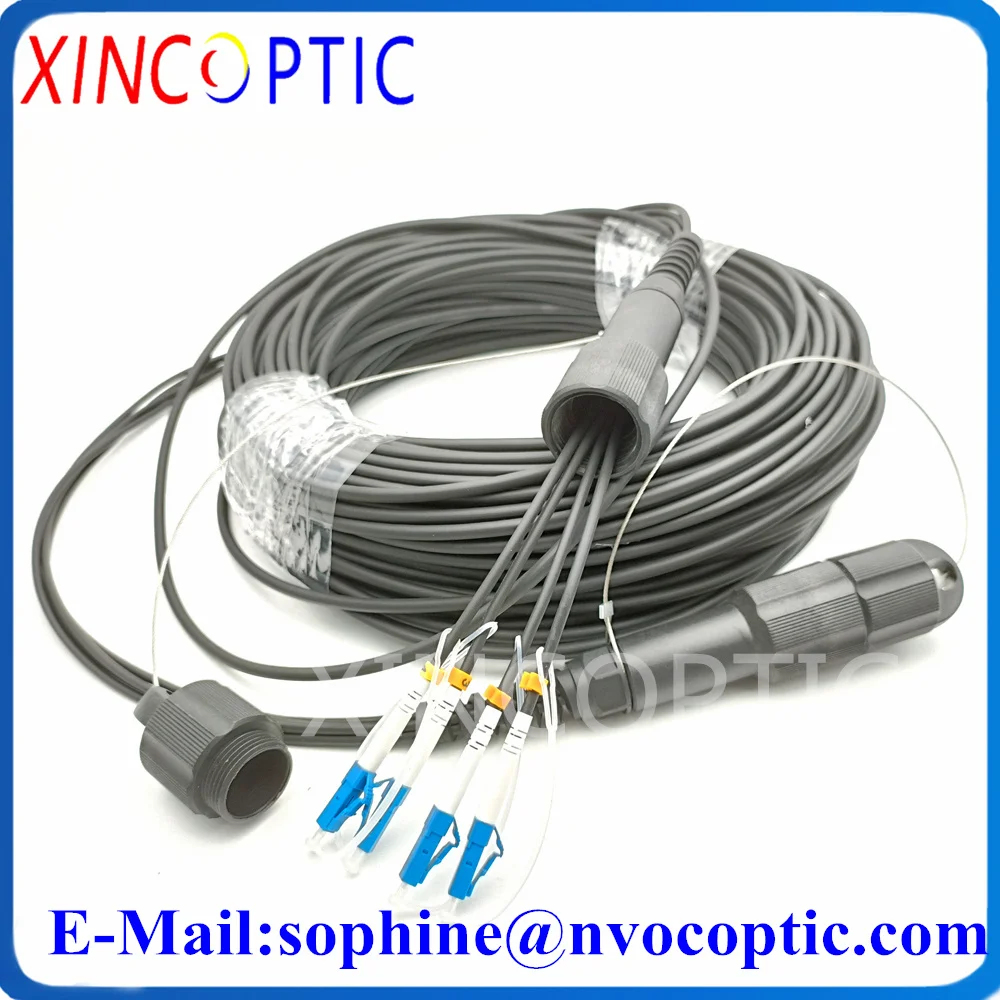 

4Fiber 30/50/80/100M SM G657A1,LSZH,PDLC(4Strands) to PDLC/SC/ST/FC Fiber Jumper,4C PDLC Armored Fiber Optic Patch Cord Cable