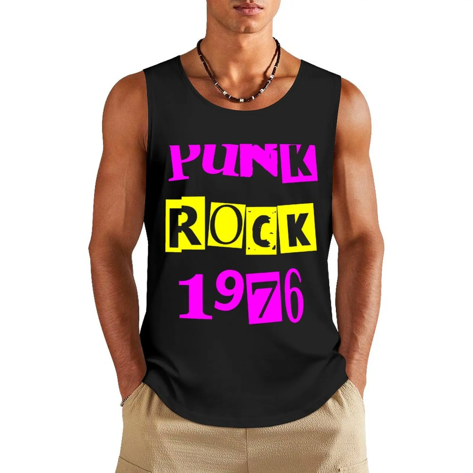

Punk Rock 1976 - Punk Art Tank Top gym men singlet for men fitness clothing for men