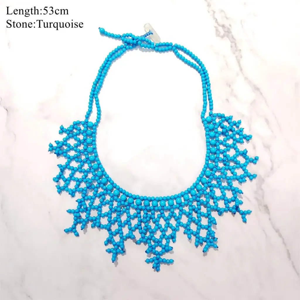 LiiJi  Stocksale Necklace Blue Turquoises Statement Big Necklace Only 1PCS each stock Jewelry for Women Wedding