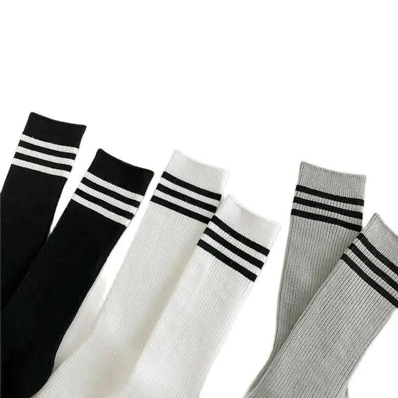 2Pairs/Lot 3-12Year Autumn trendy children's socks three bar lower leg student socks boys and girls' socks