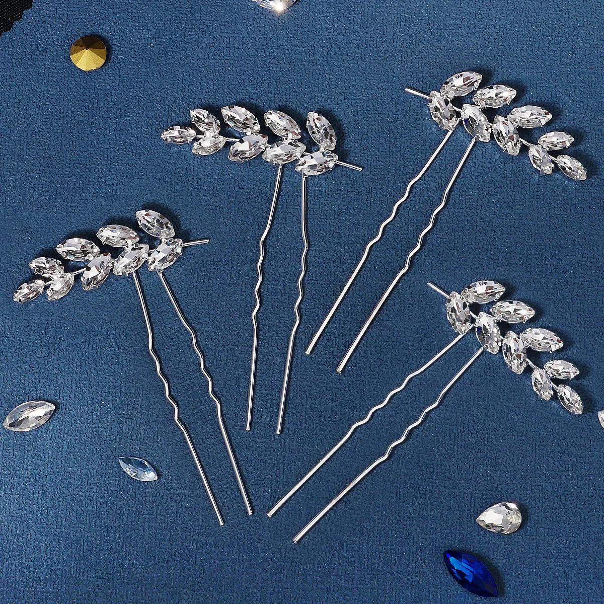 2 or 4pcs/set Silver Color Leaf Crystal Bridal Hair Pins for Women Rhinestone Wedding Hair Accessories Jewelry Bride Hairclips image 4
