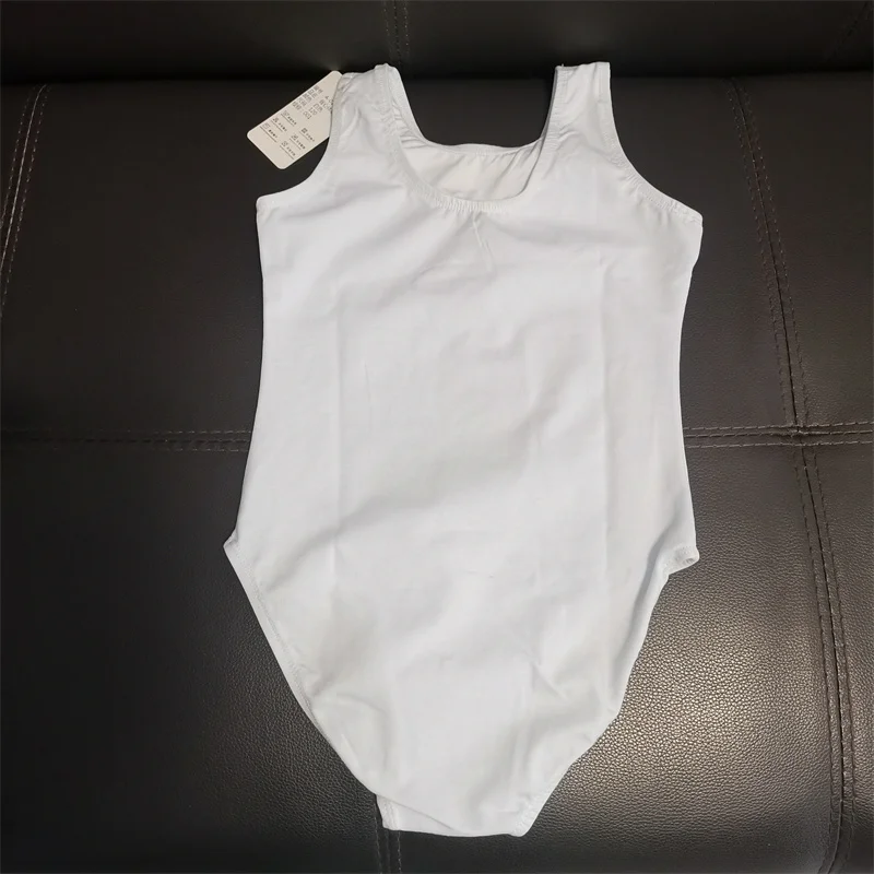 Wholesale Cheap Kids Girls Children Training Dance Wear White Black Pink Tank Sleeveless Cotton Spandex Ballet Leotards