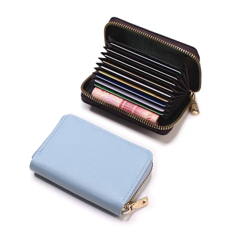 Compacte portemonnee van leer, creditcardhouder, reisportemonnee voor dames, 20 kaartsleuven, klein kaartetui met